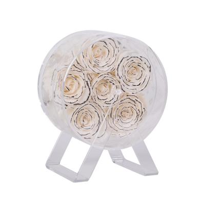 China Modern Creative Valentine Gift Preserved Design Christmas Rose Heart Flower In Ferris Wheel Acrylic Box for sale