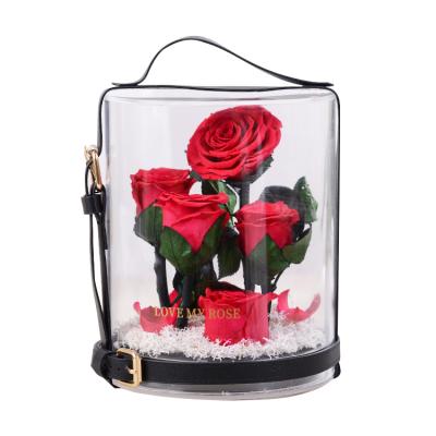 China Celebration Factory Direct Sale Preserved Rose Christmas Decoration Mother's Day Gift Flower in Acrylic Box Secret Garden for sale