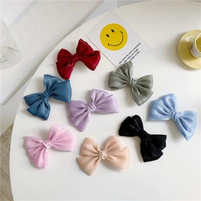 China High Quality Eco-friendly Elegant Soft Ice Silk Bow Hair Pin Girl Party Headdress Hairpin For Women for sale