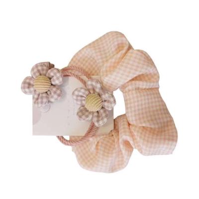 China Fresh and Sweet Attractive Hair Band Hair Band Plaid Fabric Plaid Flower Girl Spring and Summer Set for sale