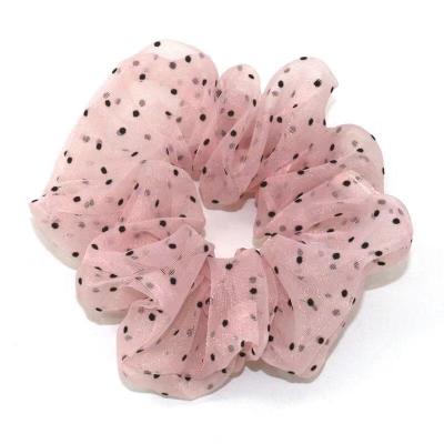 China Dot Elastic Hair Band Girls Summer Organza Durable Cool Sheer Polka Dot Fabric Daily Hair Accessories for sale