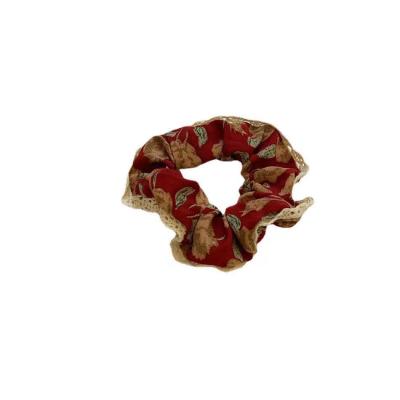 China 2021 New Design Attractive Floral Hair Scrunchies Spring Elastic Hair Bands Large Intestine Hair Ring for sale