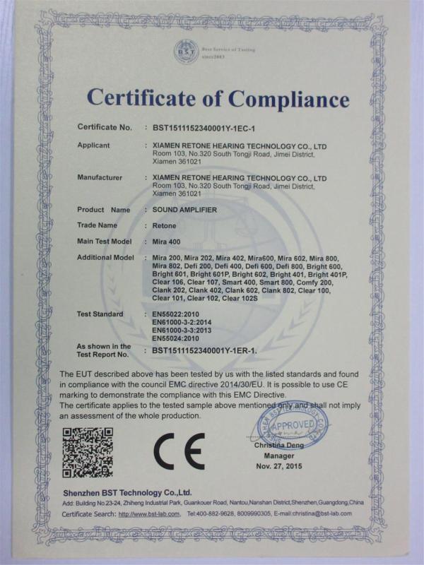 CE - Xiamen Retone Hearing Technology Co., Ltd.