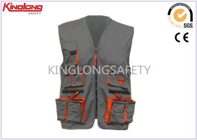 China Multi Pocket Polycotton Safety Vests With Pockets / Brass Button for sale