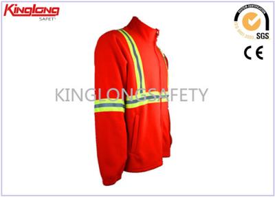 China Professional Orange Hi Vis Double Brushed Polar Fleece Coat With Two Elastic Cuffs for sale