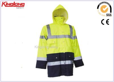 China Fluorescent Reflective Multi Pocket Winter Work Jackets S / M / L With Hooded for sale