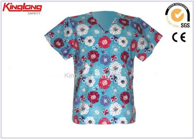 China OEM Printed Medical Scrub Tops Hotel Housekeeping Uniform For Spring for sale