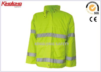 China Fluorescent Warm Winter Work Jackets XL / XXL With 5cm Reflective Tapes for sale