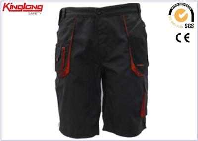 China Solid Mens Black Cargo Shorts / Cargo Pants Cotton Work Trousers for sale