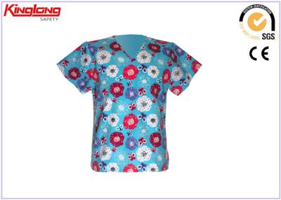 China Fashionable Printed Flowers Blue Summer Cool Printed Top Short Sleeves Shirt for sale