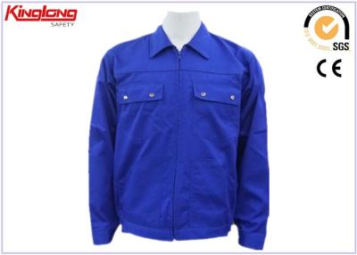 China Outdoor Dust - proof Royal Blue Power Workwear , mens work jacket with Two Chest Pockets for sale