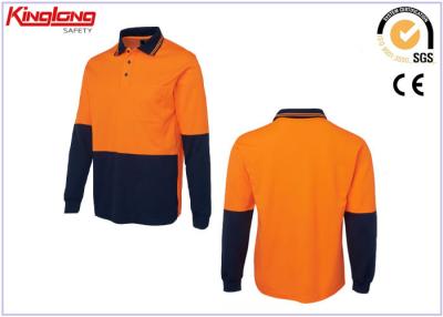 China HI - Vis safety reflective uniform work shirts , fluorescent orange polo shirts for sale