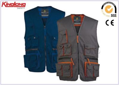 Cina Maglia riflettente senza maniche della sicurezza degli uomini, sicurezza ciao Vis Vest With Multi Pocket del cotone in vendita