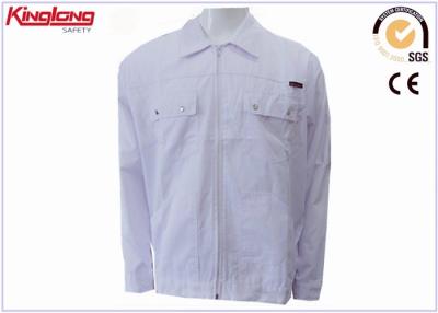 China White Color Mens Wear Warm Work Jacket 80% Polyester 20 % Cotton Easy Clean for sale