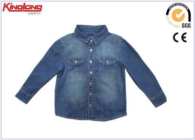 China Comfortable Fabric Denim Jean Long Sleeve Shirt Child Wear In Blue Color for sale