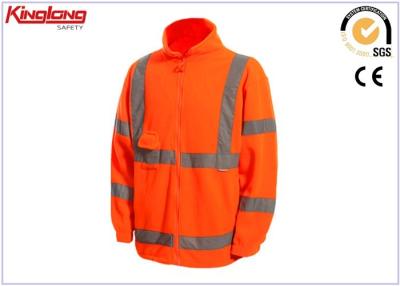 China Long Sleeves Plus Size Polar Fleece Jacket Hivis Reflective Tapes , One Chest Pocket for sale