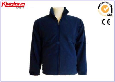 China El lado azul profundo embolsa la cremallera llena 100% del paño grueso y suave del poliéster polar para hombre de la chaqueta en venta