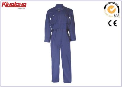 China 100% Polyester Reflective Work Clothing , Grey / Blue Mechanic Coveralls for sale