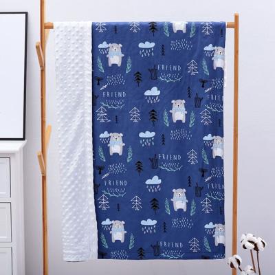 China Autumn Winter Dot Minky Baby PORTABLE Weighed Banket Bear Prints Plus Size Blanket for sale