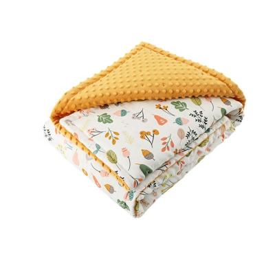 China PORTABLE Customized designs yellow floral minky dot super soft baby blanket 75*120cm for sale