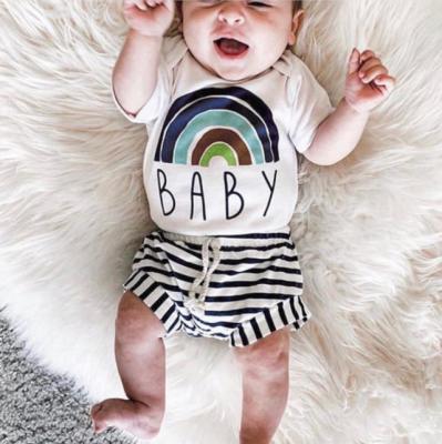 China COTTON/SPANDEX Baby Rainbow Rompers Plain Prints Infant Cotton Baby Romper Clothes for sale