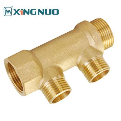 China Water Distributer Brass Manifold HVAC Pipe Fitting 200 PSI Max Pressure Forged With PTFE Seal for sale