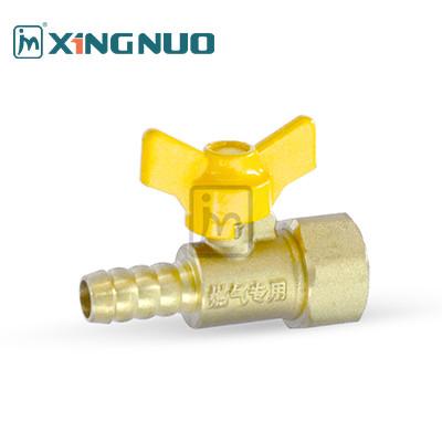 China butterfly handle lever external thread HEX for kitchen Industrial Forged Brass Gas Ball Valve nickel Plated Handle for sale