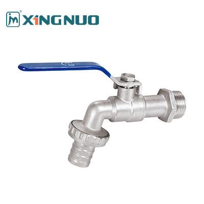 China long straight handle blue handle bibcock tap Modern Single Lever Nickel Finish Brass Water Valves for sale