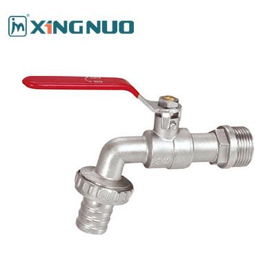 China male threaded nickel plating long handle red handle Modern Simplicity Style Nickel Drawing Finish Brass Bibcock for sale