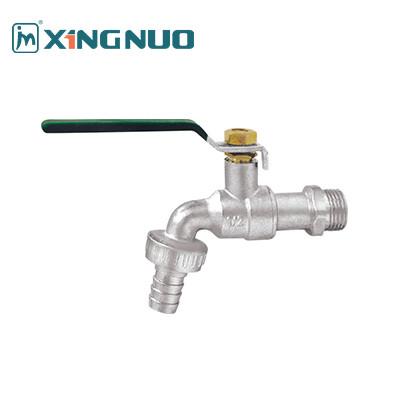 China long straight handle male threaded Modern Simplicity Nickel Drawn Brass Water Valve Bibcock with Lever Handle for sale