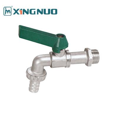 China straight handle green handle male threaded HEX hose bibb cock tap Nickel Plated Brass Lever Bibcock for sale