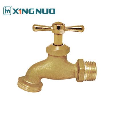 China male and male threaded brass color copper tap Modern Design Nickel Drawing Brass Bibcock Tap with Lever Handle for sale