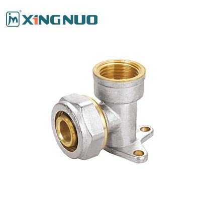 China Normal PEX Pipe Fittings Double Color Brass Compression Fitting PEX Brass Elbow With Seated for sale