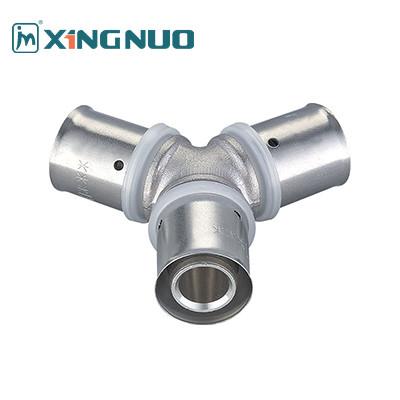 China Chrome Plated Long Life Brass Pipe Fitting Elbow Equal Adapter 16MM 25MM 32MM PEX Fittings Brass Press Fitting For PEX for sale