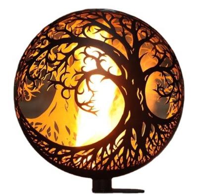 China Handmade Stocked Corten Steel Mine Balls Design Fire Pit Balls Winter Wooden Funny Fire Pit Sphere for sale