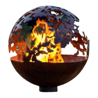 China Outdoor Funny Stocked Corten Steel Fire Pit Ball for sale