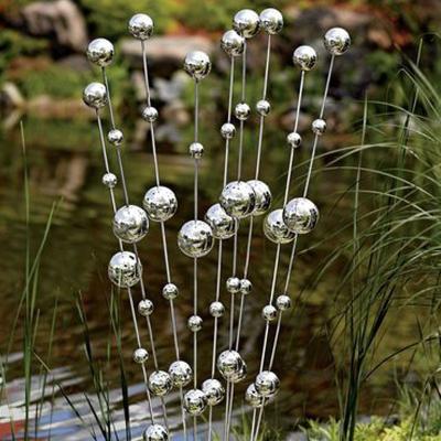 China Custom China Modern Style Height Stainless Steel Decoration Ball Stake Metal Garden Crafts Garden Ornaments for sale