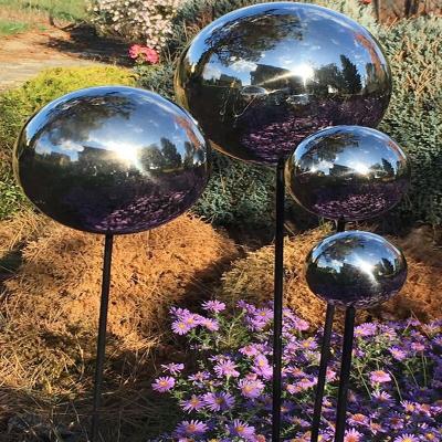 China Decorative Stainless Steel Garden Metal Flower Metal Plant Sticks Balls Gardening Metal Plug-in Ball for sale