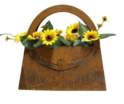 China Minimalist Distinctive Sculptural Metal Planter Sculptural Outdoor Rusty Metal Planter Corten Steel Flower Pot for sale