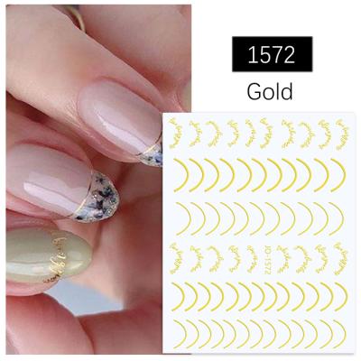 China Wholesale Nail Stickers Gold Color Letter Manicure Self Adhesive Custom French Decals Art Stickers for sale