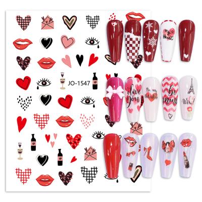 China Self Adhesive Stickers Wholesale Sexy Valentines Lips Lover Nail Decals Flower Nail Art Heart Stickers for sale