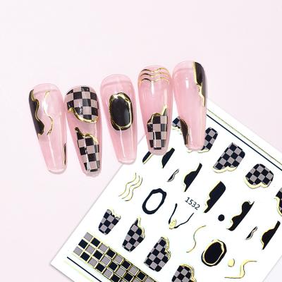 China Self Adhesive Stickers/Stickers Nail Art DIY Custom Popular Gold Self Adhesive Girls Nail Art Nail Stickers Decals Sticker Wholesale Cheap for sale