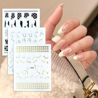 China Self Adhesive Stickers/Stickers Nail Sticker Wholesale Nail Art Stickers Custom DIY Art Designer Nail Decoration Gold Self Adhesive Decals for sale