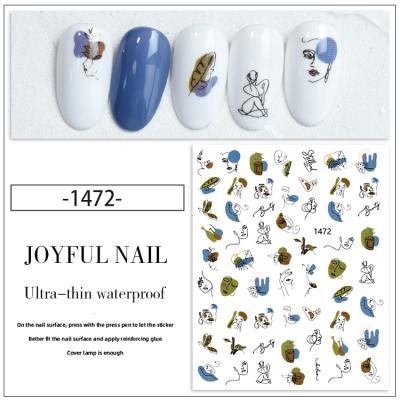 China Self Adhesive Stickers Lady Face Manicure Tips Nail Art Sticker Summer 3D Flower Leaf Self Adhesive Nail Stickers for sale