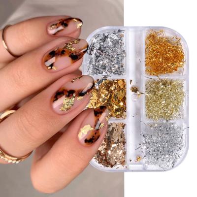 China Glitter Glitter Nails Lines Gold Nail Art Foil Flakes Nail Art DIY Silver Aluminum Glitter Glitter Stickers Wholesale for sale