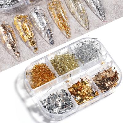 China Glitter Sequins Nails Irregular Nail Art Decoration Manicure 3D Glitter Nail Supplies Accessories Metal Line Sequins Foil for sale