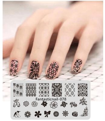 China Custom Waterproof+Eco-friendly Pattern Design Nail Stamping Plate Kit Private Label Nail Art Stamping Plate for sale