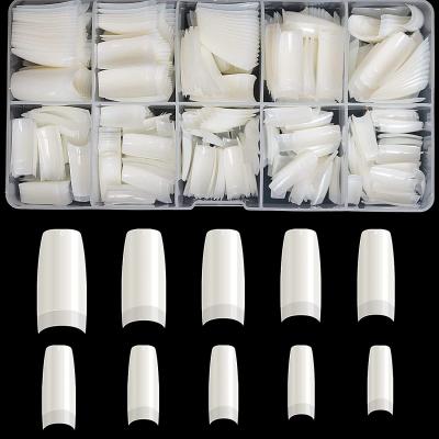 China French Tip Press On Nail False Nails White French Acrylic False Nail Tip With Glue ABS 500pcs Press On Nails Tip Clear False Nail Tip for sale