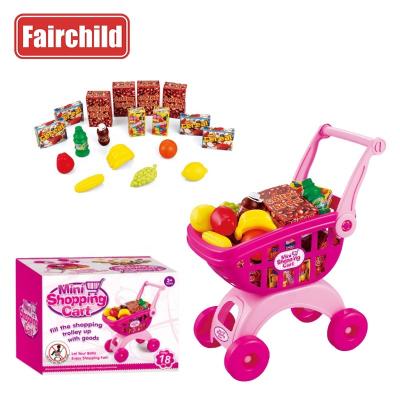 China Plastic Pink Girl Kids Toys Kitchen Set Shopping Cart Kitchen Toys Pretend Play Kids for sale