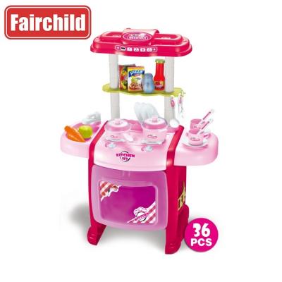 China Plastic Pale Pink Cooking Furniture Pretend Play Set Kitchen Cooking Kitchen Set Kids for sale